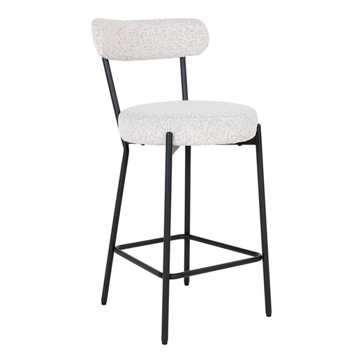 Banqueta alta em tecido bouclé branco, 46 ​​x 39 x 90 cm | Badalona