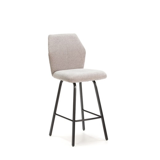 High stool in fabric and metal in light gray and black, 43 x 52.5 x 97 cm | bei