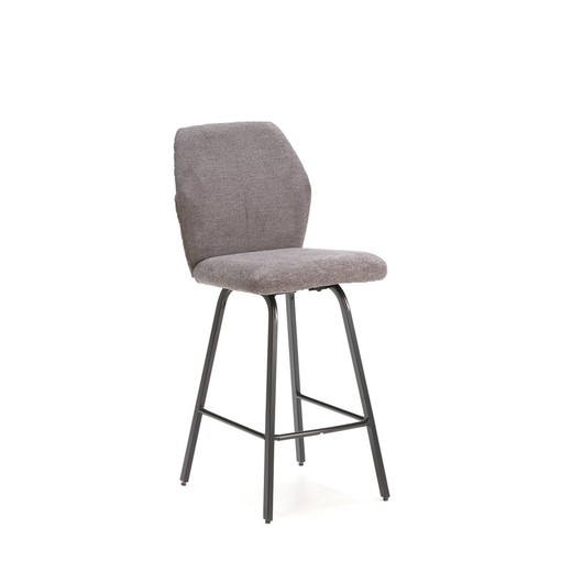 High stool in fabric and metal in gray and black, 43 x 52.5 x 97 cm | bei