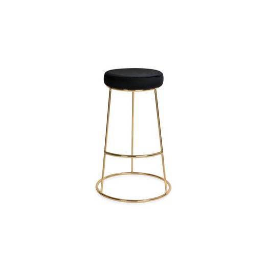 High black velvet stool, Ø47X73 cm