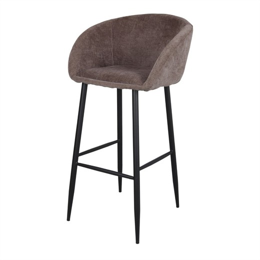 High taupe velvet and steel stool, 54 x 53 x 102 cm | sagari