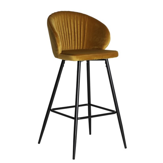 High velvet and iron stool in mustard and black, 50 x 53 x 103 cm | Algio