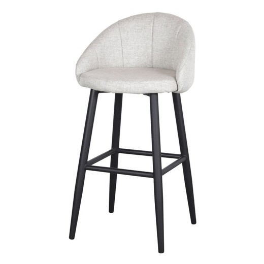 High beige textile and steel stool, 52 x 53.5 x 100 cm | Flary
