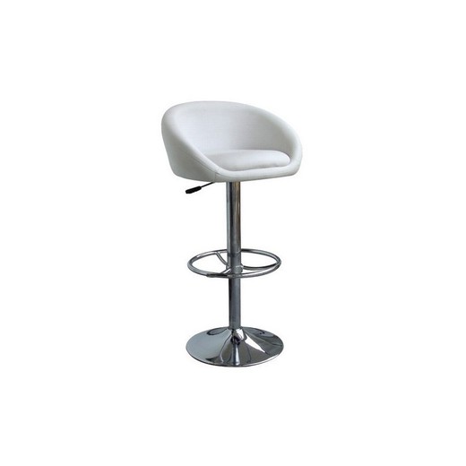 Wysoki stołek do bębna ze sztucznej skóry i białego/srebrnego metalu, 52x43x88/108 cm