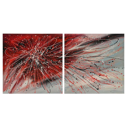 Set de 2 cuadros "Explosión" al óleo en multicolor, 100 x 4 x 100 cm | Explosión