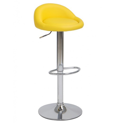 Aliveri High Adjustable Stool in Faux Leather and Yellow/Silver Metal, 42x38'5x69/91 cm