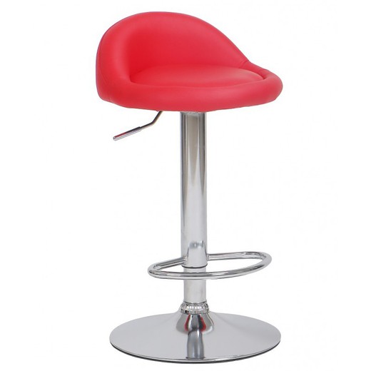 Aliveri High Adjustable Stool in Faux Leather and Red/Silver Metal, 42x38.5x69/91 cm