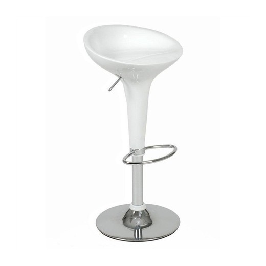 Wysoki regulowany stołek Austin z tworzywa sztucznego i biało-srebrnego metalu, 38x33x56/76 cm