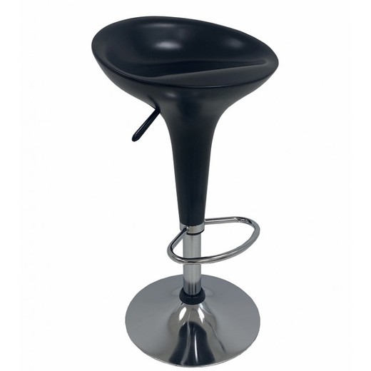 High Adjustable Austin Stool in Matte Black/Silver Plastic and Metal, 38x33x56/76 cm