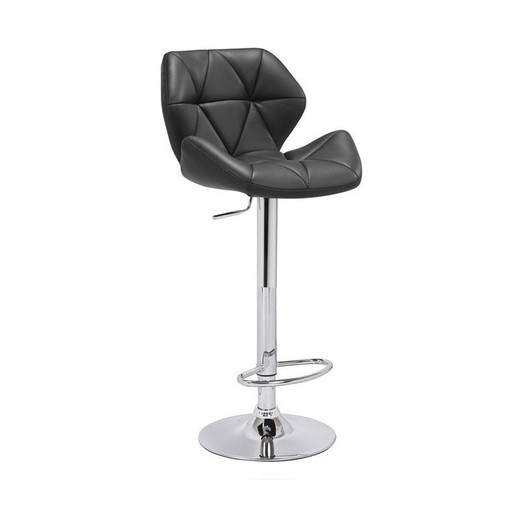 Tabouret Haut Ajustable Orlando en Simili Cuir et Métal Noir/Argent, 44x50x86/106 cm