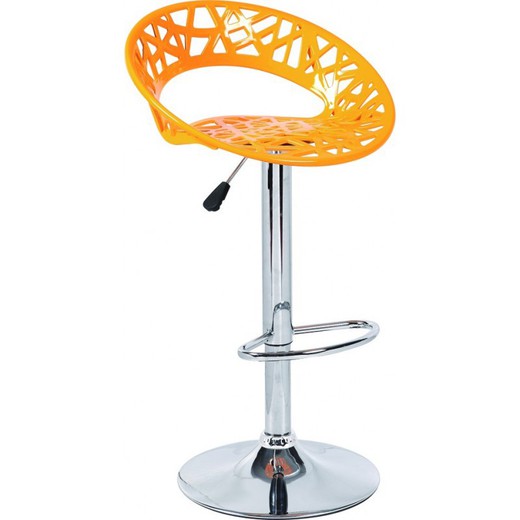 Round Adjustable High Stool in Yellow/Silver Plastic and Metal, 50x47x57/77 cm