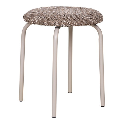 Low stool in fabric and steel in brown, 44 x 44 x 44 cm | Asmara