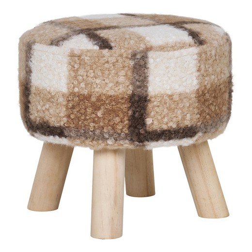 Low stool in fabric and wood in brown, 31 x 31 x 29 cm | Aberdeen