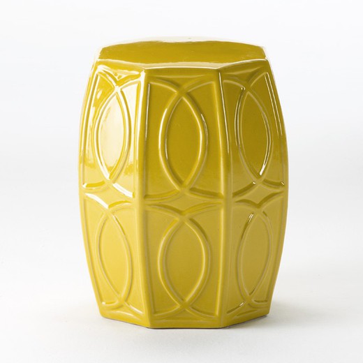 Puff de cerámica amarillo 38x45 cm