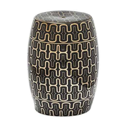 Black/Gold Ceramic Stool, 32x43 cm