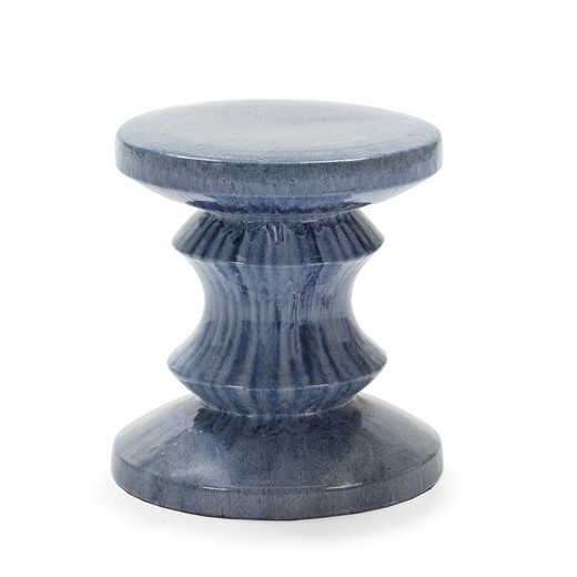 Blue Stoneware Stool, 40x40x46 cm
