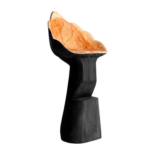 Suar Wood Stool Leaf Μαύρο/Ξύλο, 50x46x112cm