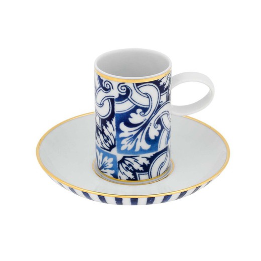Tasse à café et soucoupe en porcelaine Transatlântica, Ø13x7,5 cm