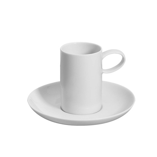 Tasse à café Cortado avec soucoupe en porcelaine Domo Whité, Ø14,1x7,4 cm