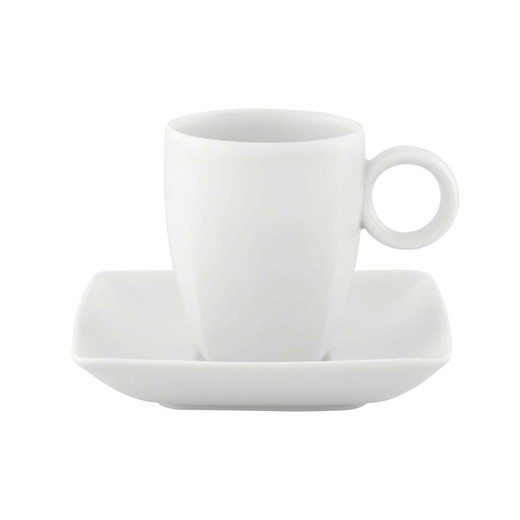 Tasse à café et soucoupe en porcelaine Carré Whité, Ø9,7x6,2 cm