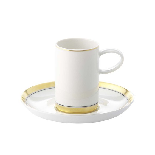 Φλιτζάνι & πιατάκι καφέ πορσελάνης Domo Gold, Ø13x7,5 εκ