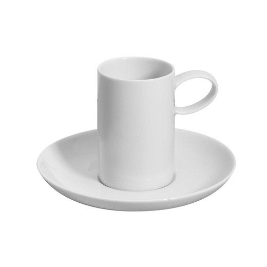Taza café c/platillo porcelana Domo Whité, Ø13x7,5 cm