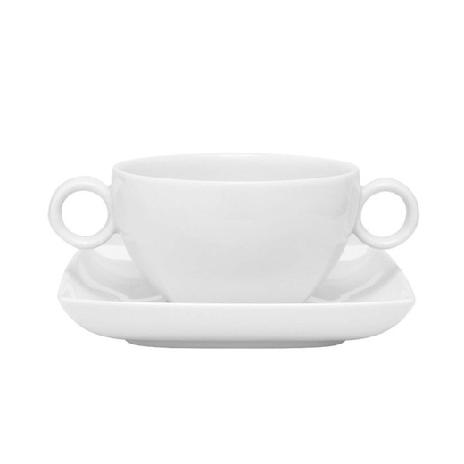 Consomme cup and saucer Carré Whité porcelain, 14.9x0x6.2 cm