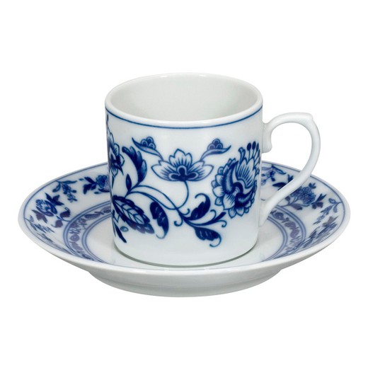 Taza de café con platillo de porcelana en azul, Ø 11,6 x 6 cm | Margão