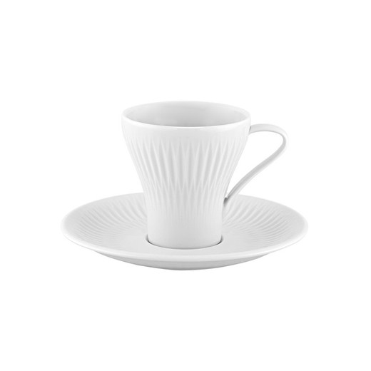 Kaffekopp i vit porslin med fat, Ø 13,4 x 8,7 cm | Utopi