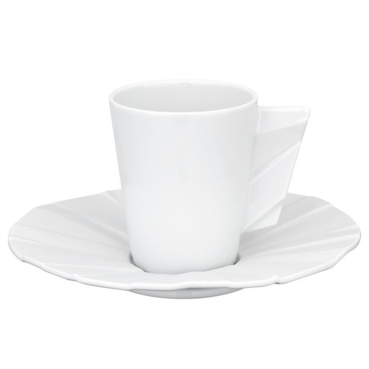 Taza de café con platillo de porcelana en blanco, Ø 13,6 x 6,6 cm | Matrix