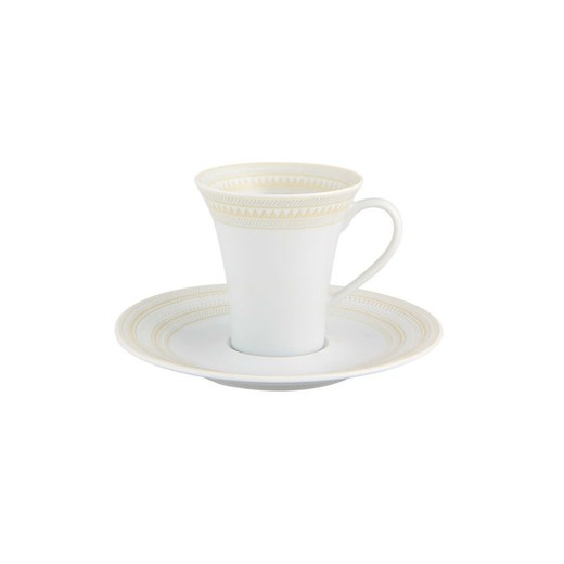 Kaffekopp i elfenben porslin med fat, Ø 13,5 x 7,1 cm | elfenben