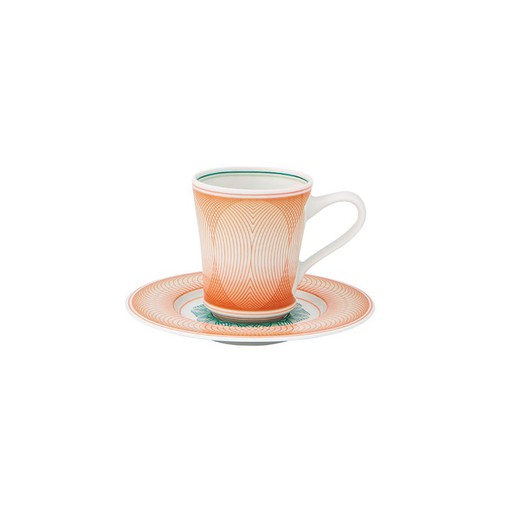 Taza de café con platillo de porcelana en multicolor, Ø 12,6 x 8 cm | Treasures