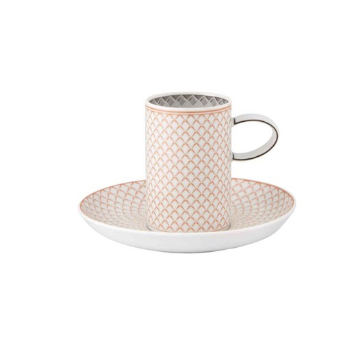Porcelain coffee cup with saucer in multicolor, Ø 12.8 x 7.5 cm | Maya