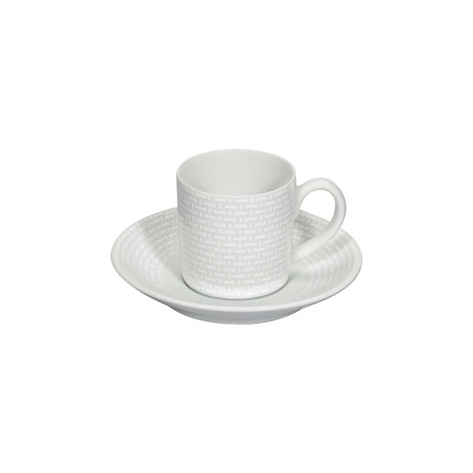 Xícara de café em porcelana com pires branco, 11,6 x 11,6 x 6 cm | Cesta