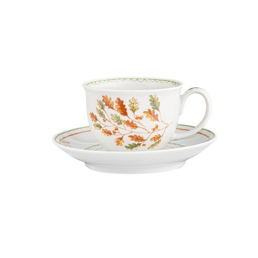 Taza de café con plato de porcelana en blanco, 11,7 x 11,7 x 5,8 cm | Gudrun