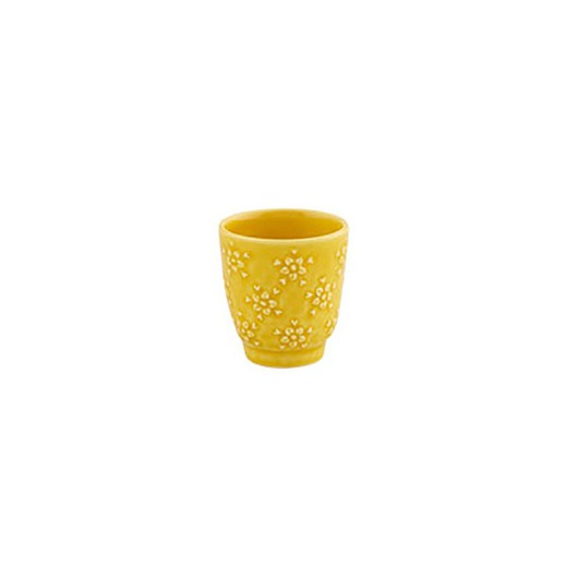 Yellow stoneware coffee mug, 6.3 x 6.3 x 6.8 cm | Flora