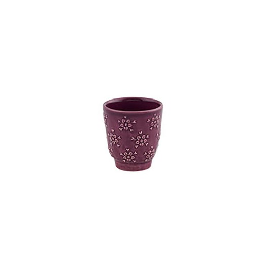 Taza de café de loza en morado, 6,3 x 6,3 x 6,8 cm | Flora