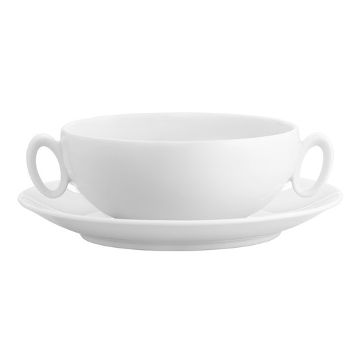 White porcelain bouillon cup with saucer, Ø 16.7 x 5.2 cm | Broadway White