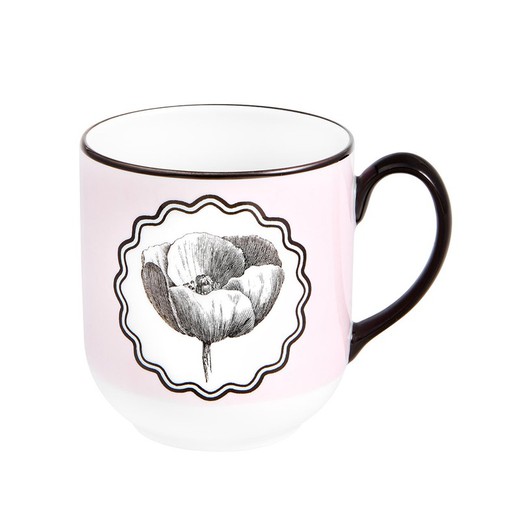 Mug en porcelaine rose, 12 x 8,8 x 9,7 cm | Défilé des herbiers