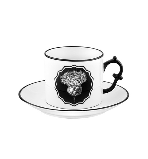 Taza de té con platillo de porcelana en blanco, Ø 14,9 x 6,7 cm | Herbariae Parade