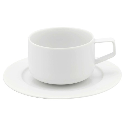 Taza de té con platillo de porcelana en blanco, Ø 16,1 x 5,9 cm | Silk Road White