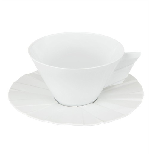 Taza de té con platillo de porcelana en blanco, Ø 16,5 x 6,4 cm | Matrix
