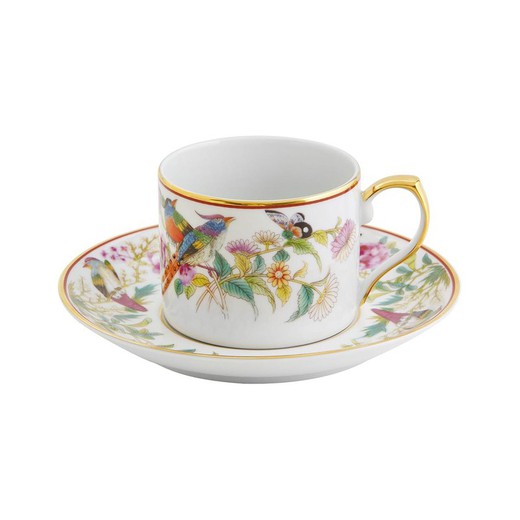 Taza de té con platillo de porcelana en multicolor, Ø 14,9 x 5,8 cm | Paço Real