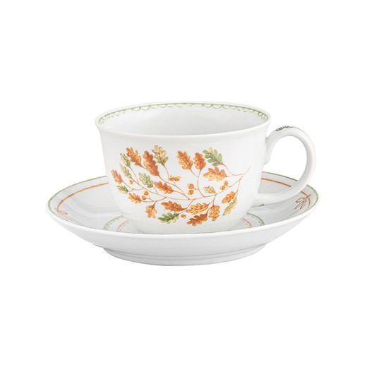 Tea cup with saucer made of porcelain in white, 14.9 x 14.9 x 6.5 cm | Gudrum