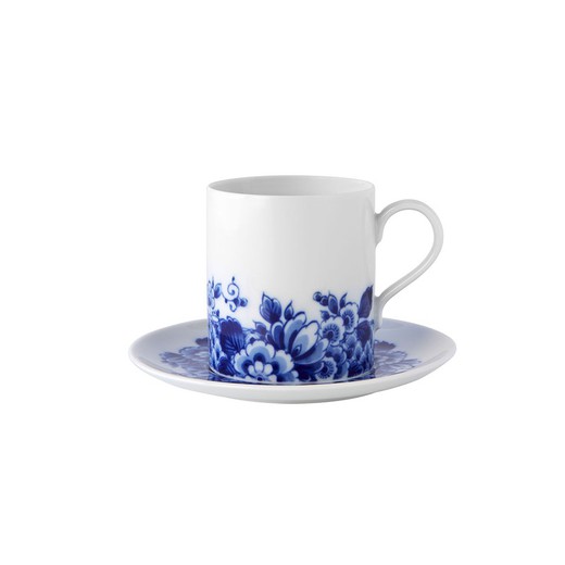 Tasse à thé en porcelaine avec soucoupe blanc et bleu, 15,2 x 15,2 x 10,3 cm | Bleu Ming