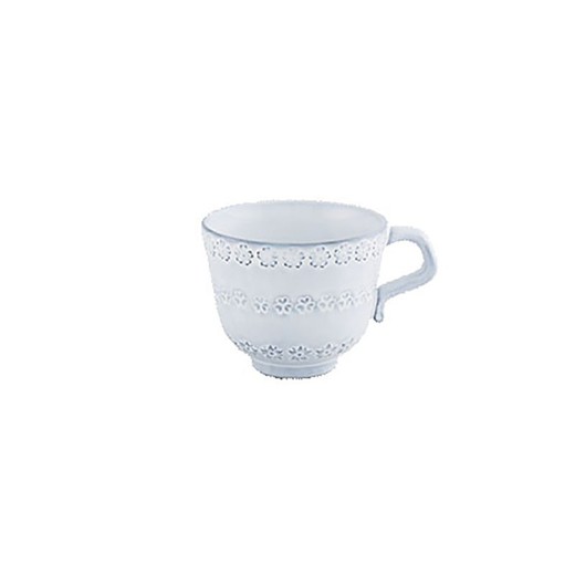 Antique white earthenware tea cup, 13 x 10.3 x 8.6 cm | Flora