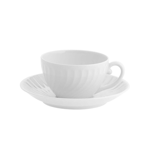 Tasse et soucoupe petit-déjeuner en porcelaine Sagres, 17x0x6,8 cm