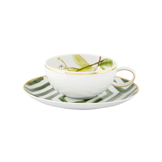 Taza de té con platillo de porcelana, Ø 13x7,5 cm | Amazōnia