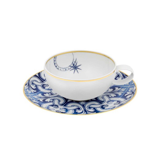 Tazza da tè con piattino in porcellana Transatlântica, Ø16,8x5 cm