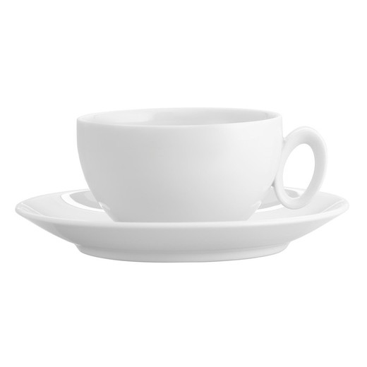Tazza da tè in porcellana bianca con piattino, Ø 15,7 x 5,7 cm | Broadway Bianco